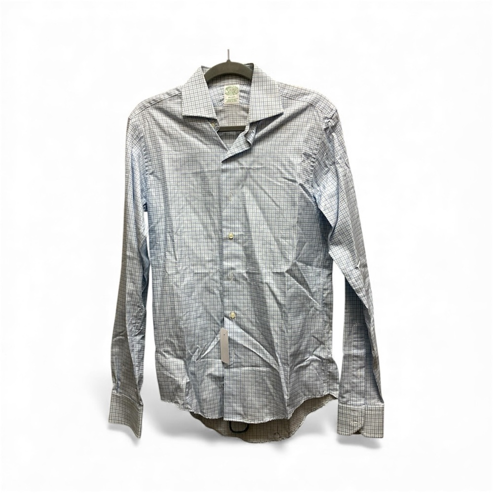 Brooks Brothers Men’s Egypt Cotton Button Down Shirt In Blue Check Sz 15/35 New